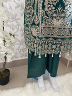 AFROZ Emerald Embroidered Organza Suit | Pakistani Wedding & Formal Dress
