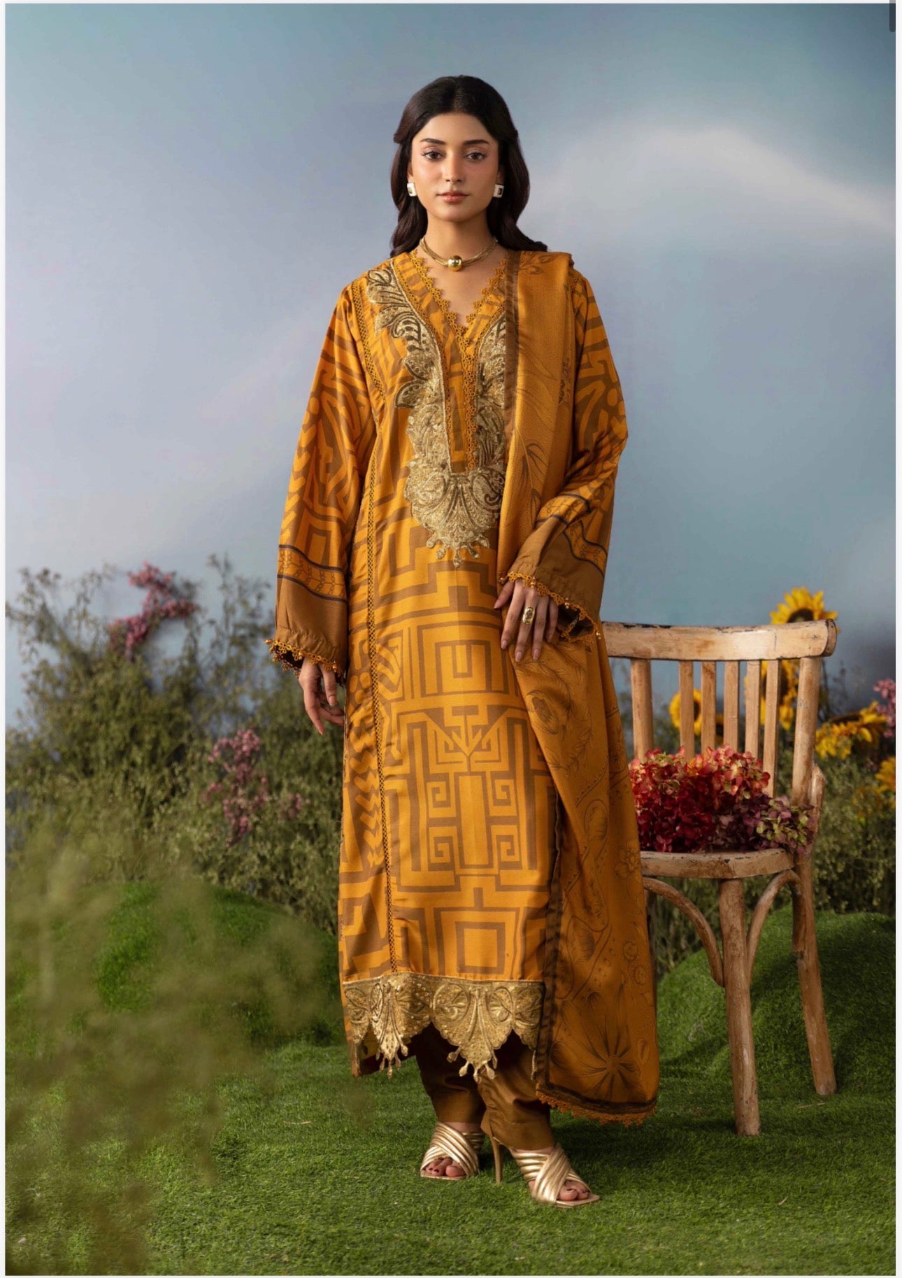 M Prints Luxury Embroidered 3 Piece Suit Collection