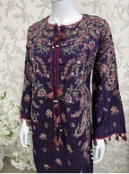HUSN-E-EID Plum Purple Embroidered Luxury-3 Piece Suit