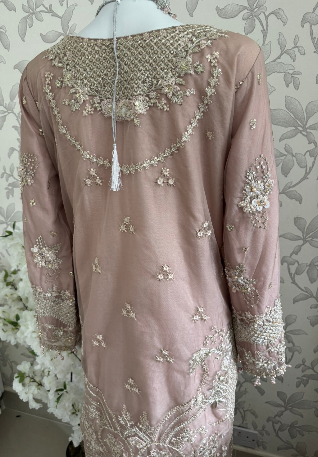 SERENE Blush Pink Embroidered Sharara Suit | Pakistani Designer Wedding Dress