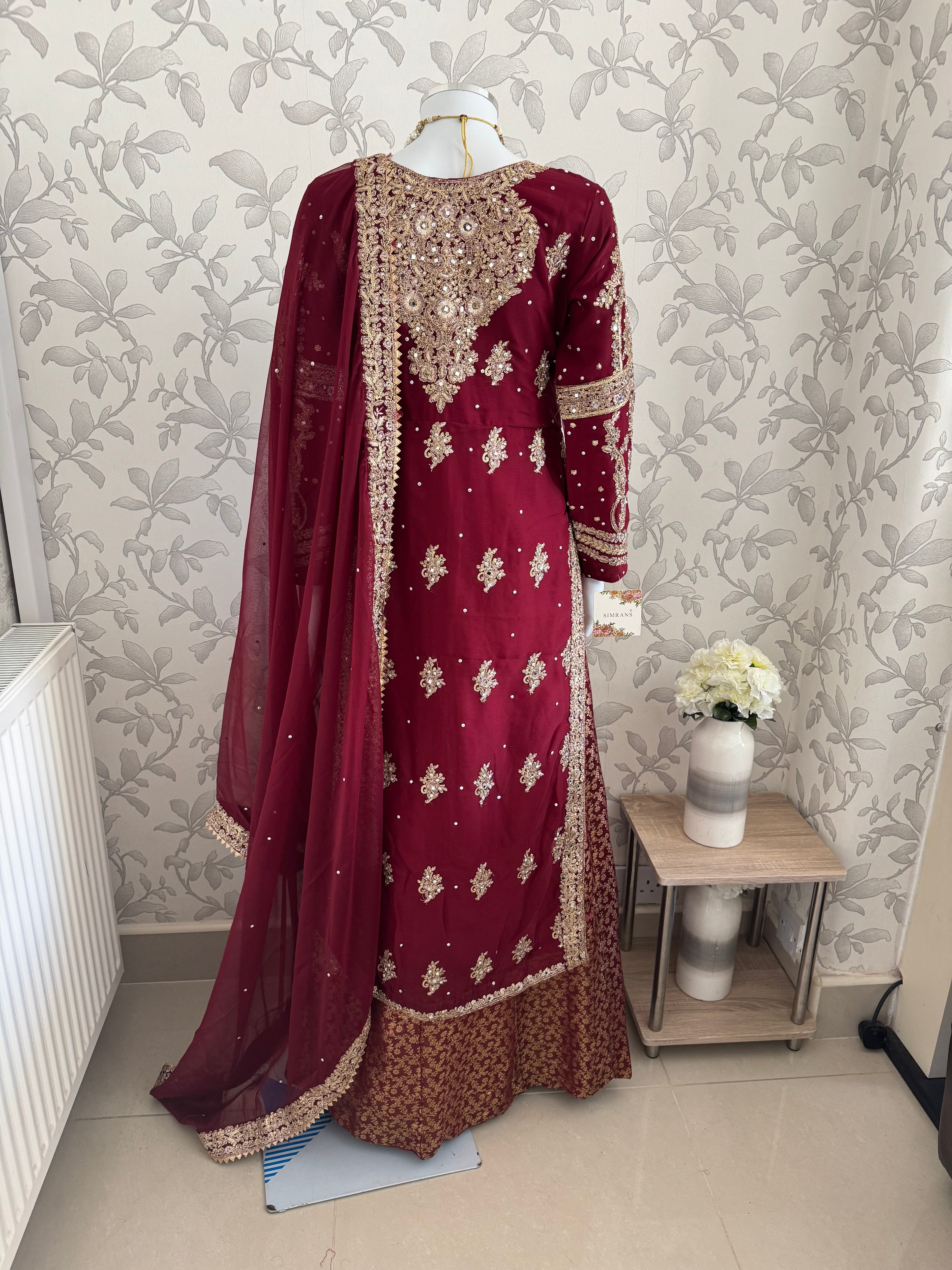 AFREEN Heavy Embroidered 3-piece Chiffon Suit | Pakistani Wedding Dress