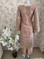 AFROZ Blush Pink Embroidered Organza Suit | Pakistani Wedding & Formal Dress
