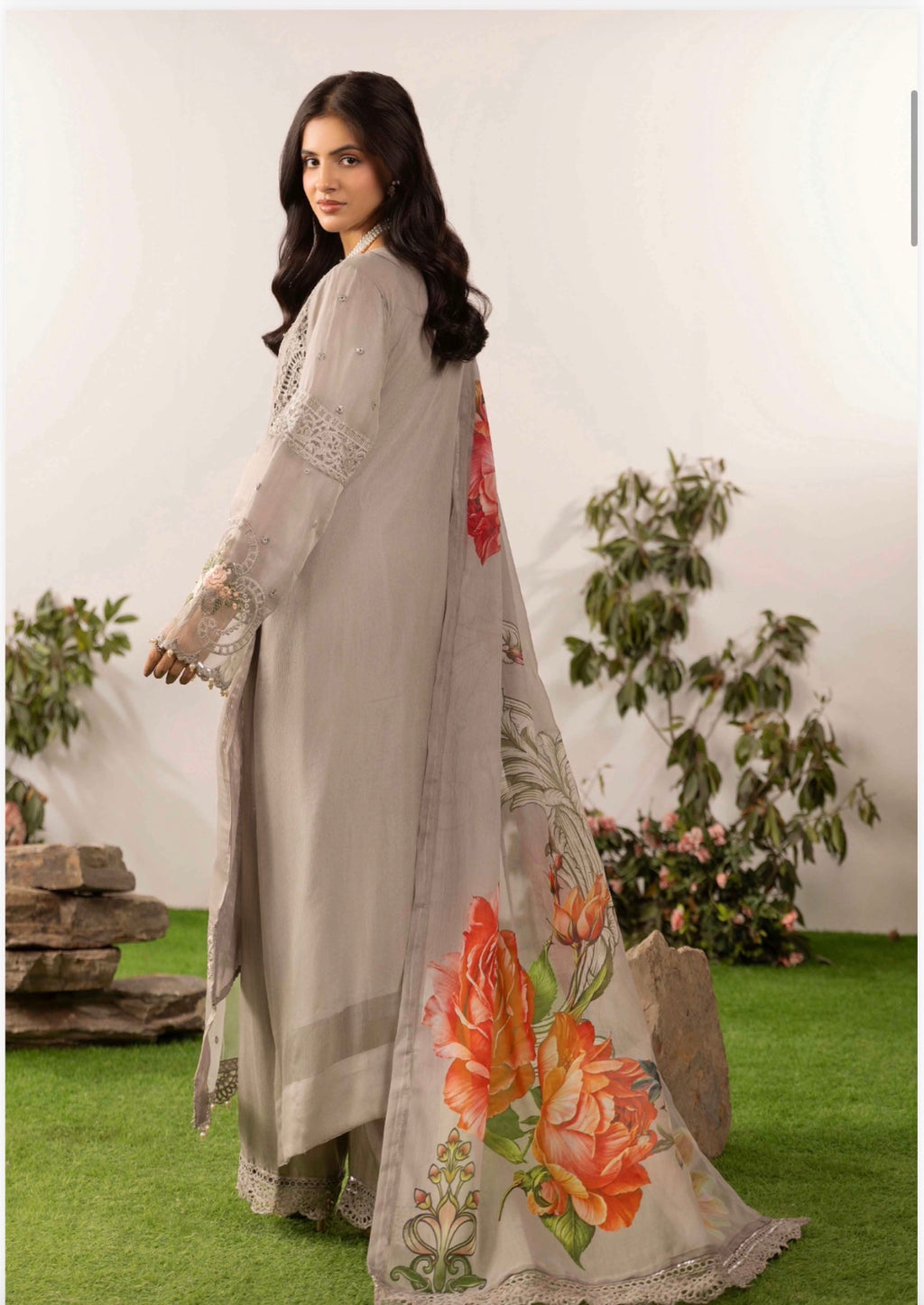 DIAMONDS Luxury Embroidered Chiffon Suit – 3 Piece Collection