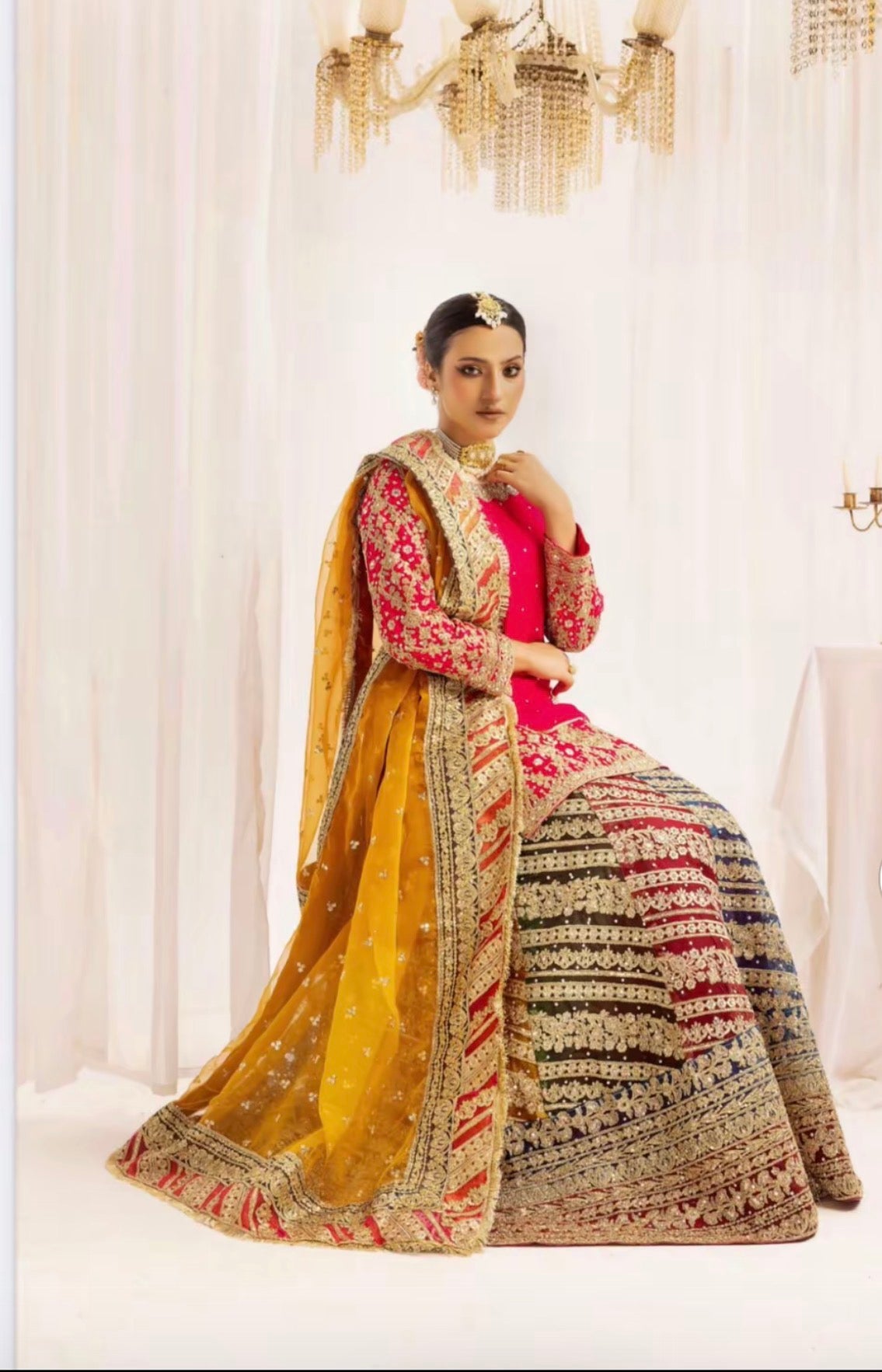 MEHNDI KI RAAT Luxury Embroidered Lehenga Suit – 3 Piece Collection