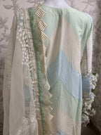 Mint Pearl Luxury Embroidered Suit – 3 Piece Collection