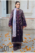 HUSN-E-EID Plum Purple Embroidered Luxury-3 Piece Suit