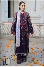 HUSN-E-EID Plum Purple Embroidered Luxury-3 Piece Suit