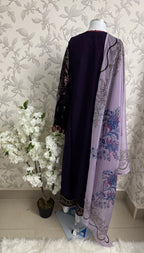 HUSN-E-EID Plum Purple Embroidered Luxury-3 Piece Suit