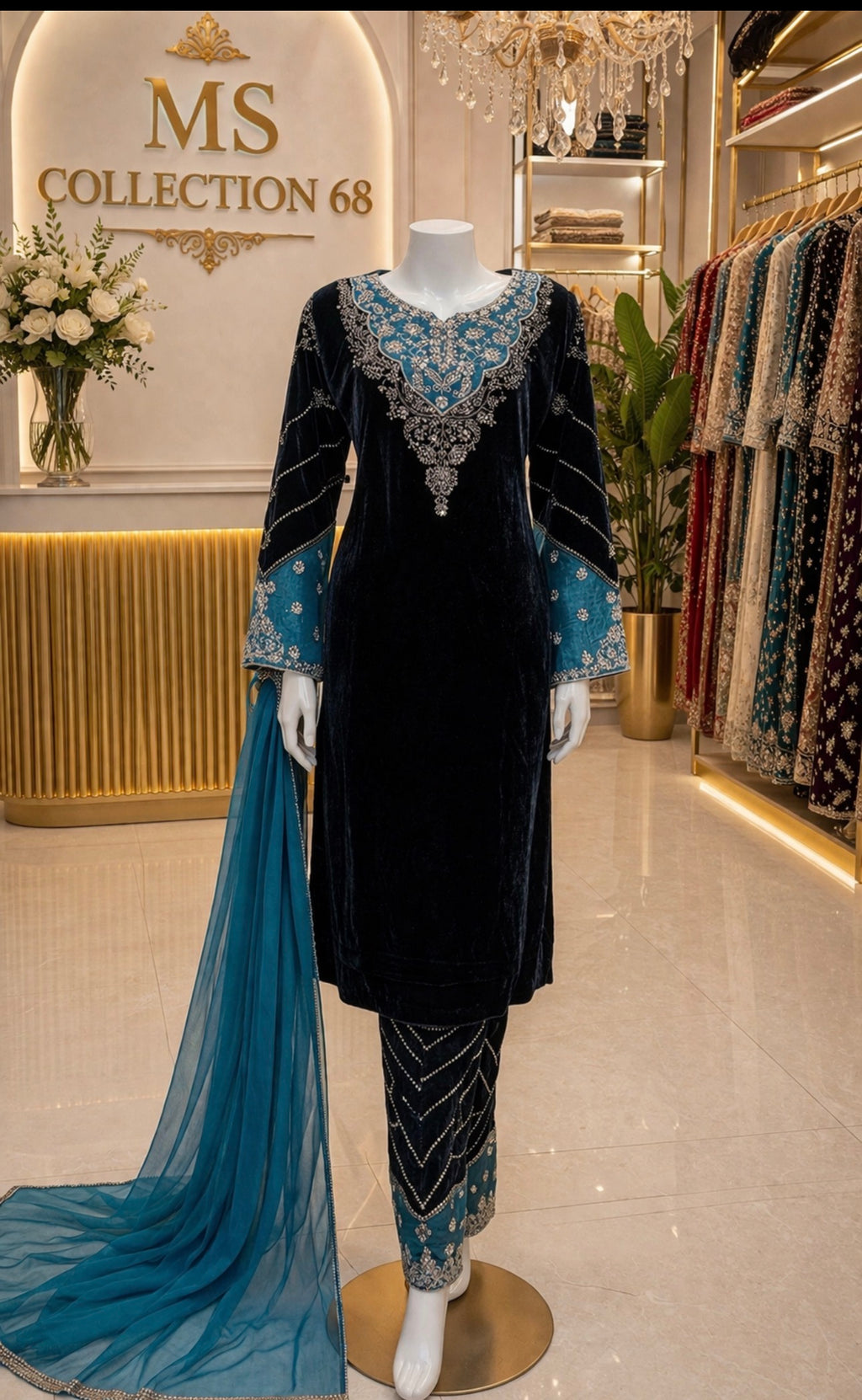 AYAA….Embroidered VELVET suit
