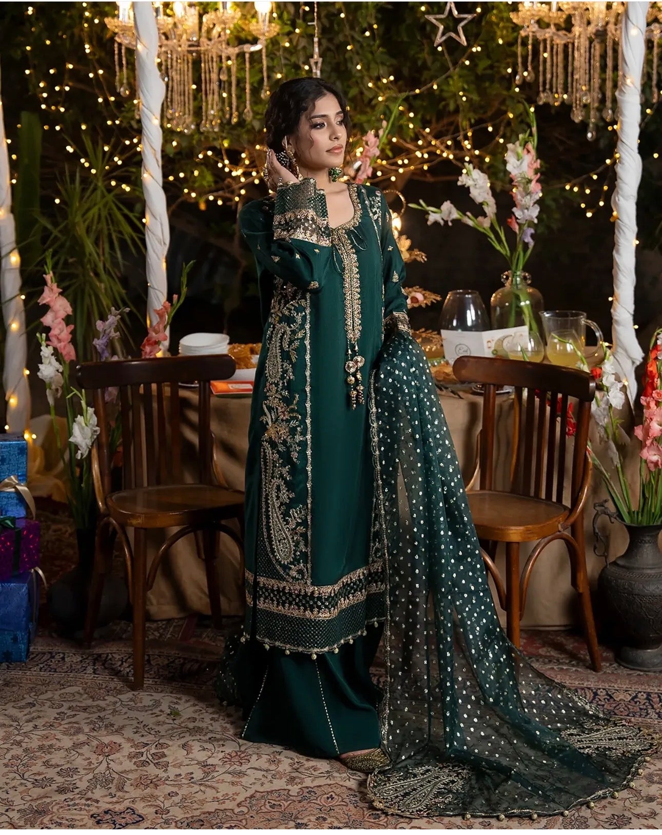 CHAAND RAAT Luxury Embroidered Raw Silk-3 piece suit