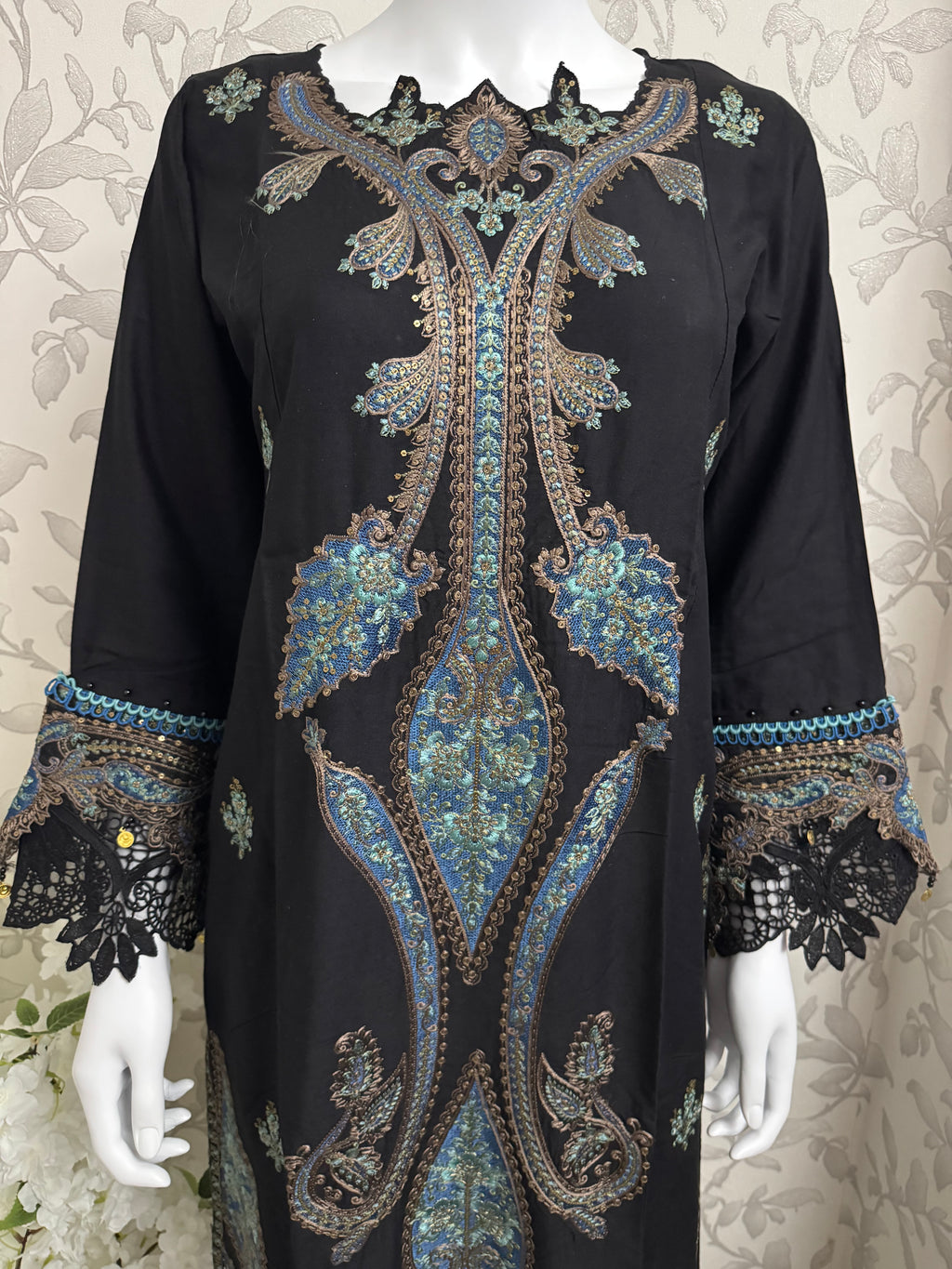 M Prints 6B inspired Embroidered 3-Piece Suit | Pakistani Designer Dress