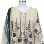Azure Bloom Luxury Embroidered Suit – 3 Piece Collection