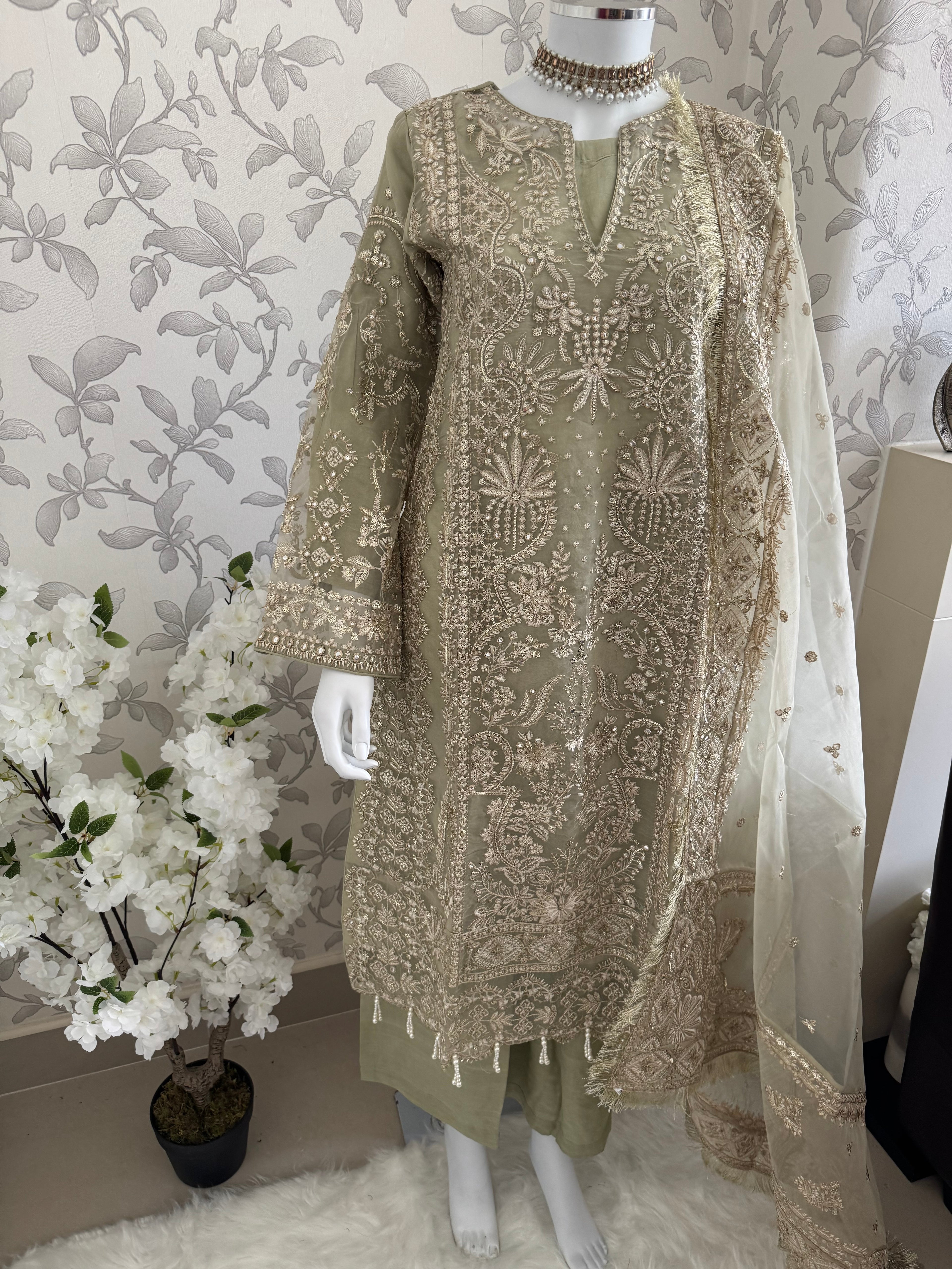 AFROZ Embroidered Organza Suit | Pakistani Wedding & Formal Dress
