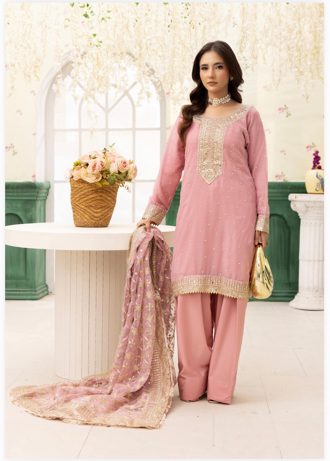 HAYA….Luxury 3 pcs embroidered chiffon suit
