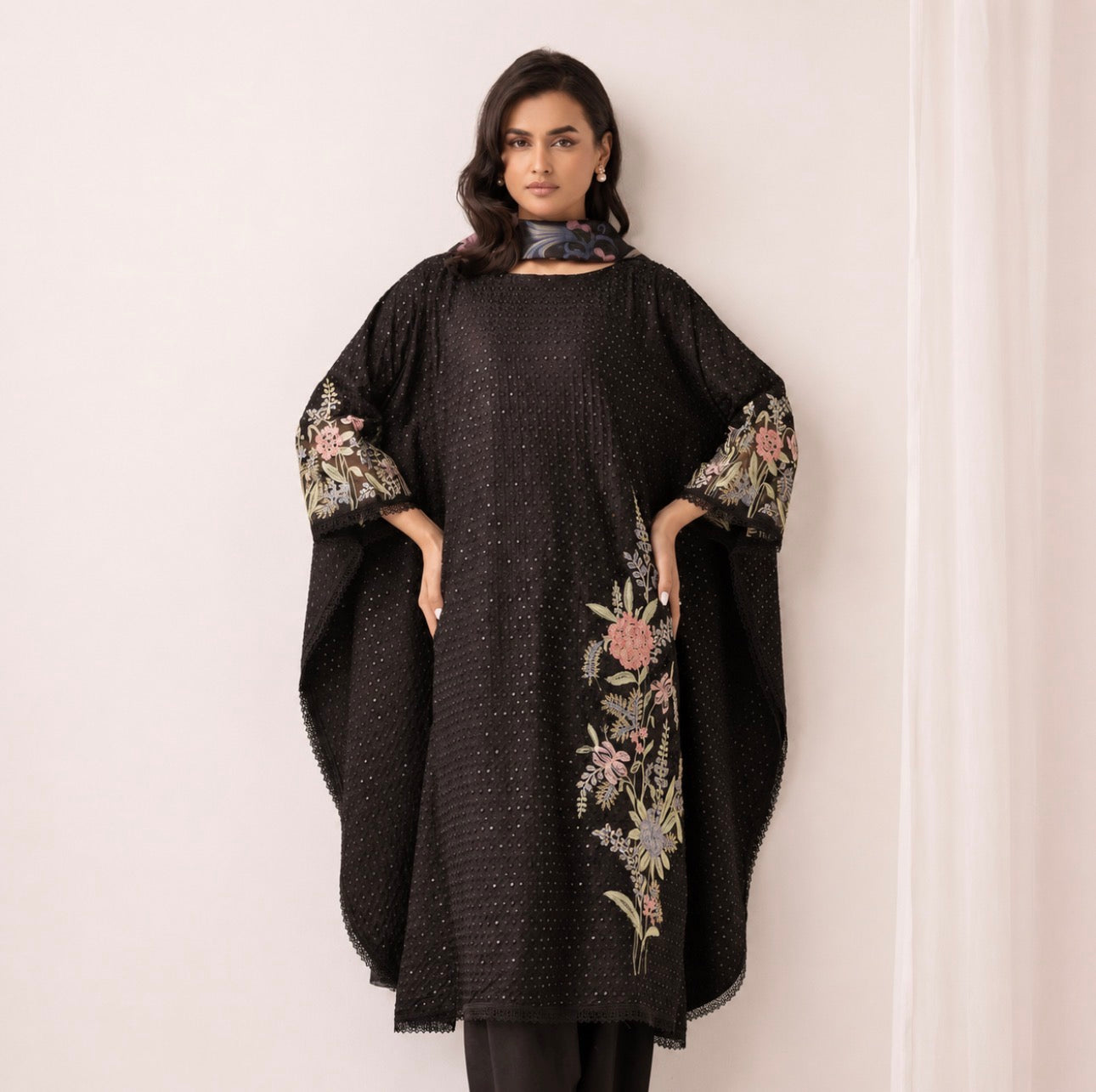 M Prints inspired Embroidered 3-Piece Suit | Pakistani Designer Dress