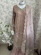 SERENE Blush Pink Embroidered Sharara Suit | Pakistani Designer Wedding Dress