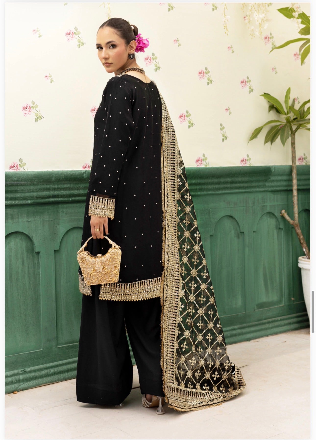 HAYA….Luxury 3 pcs embroidered chiffon suit