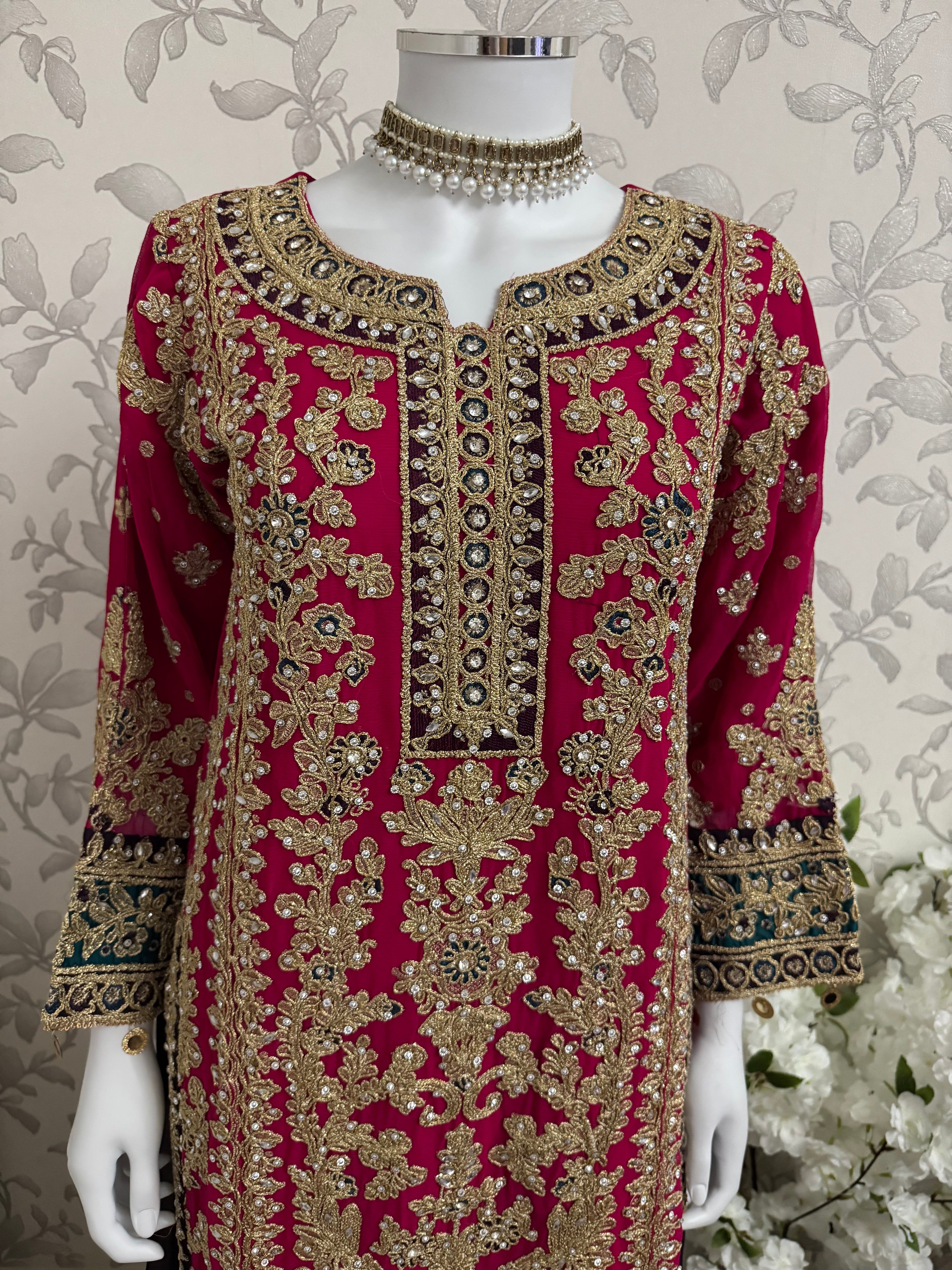 AYLAA Luxury Embroidered Chiffon Suit – 3 Piece Collection
