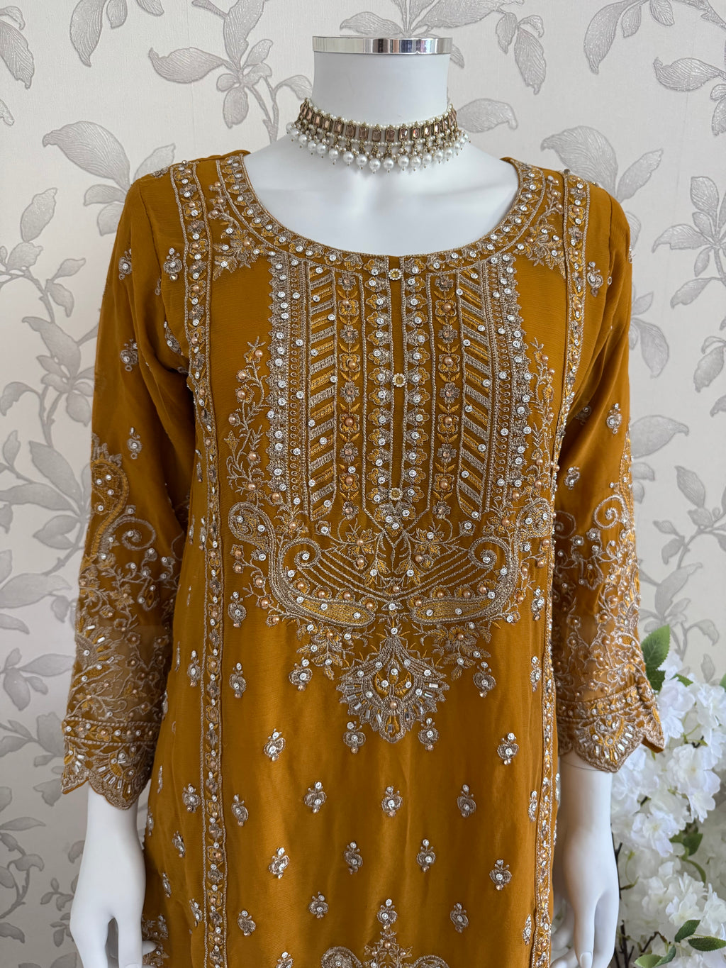 SAFFA Luxury Embroidered Chiffon Suit – 3 Piece Collection