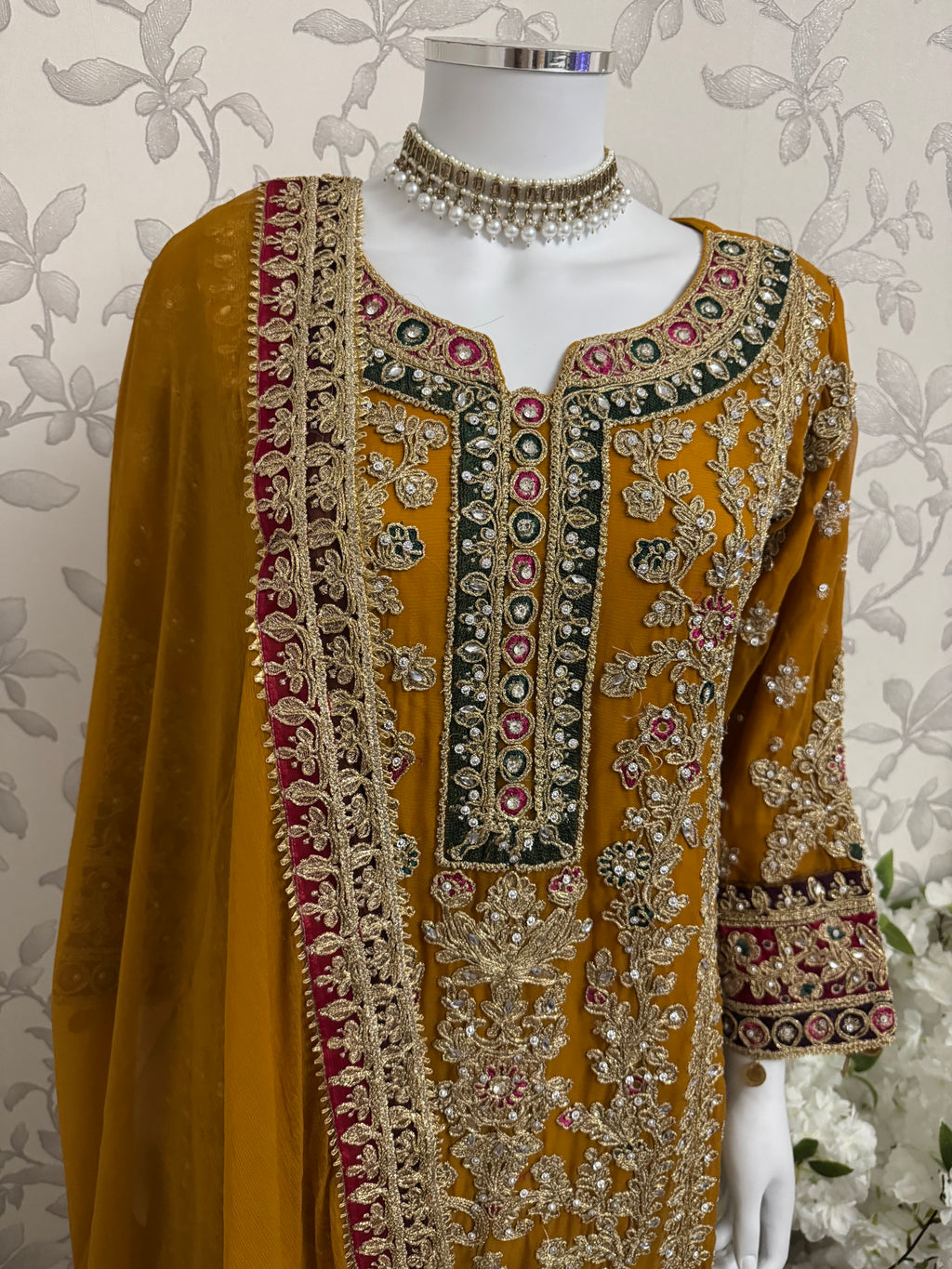 AYLAA Luxury Embroidered Chiffon Suit – 3 Piece Collection