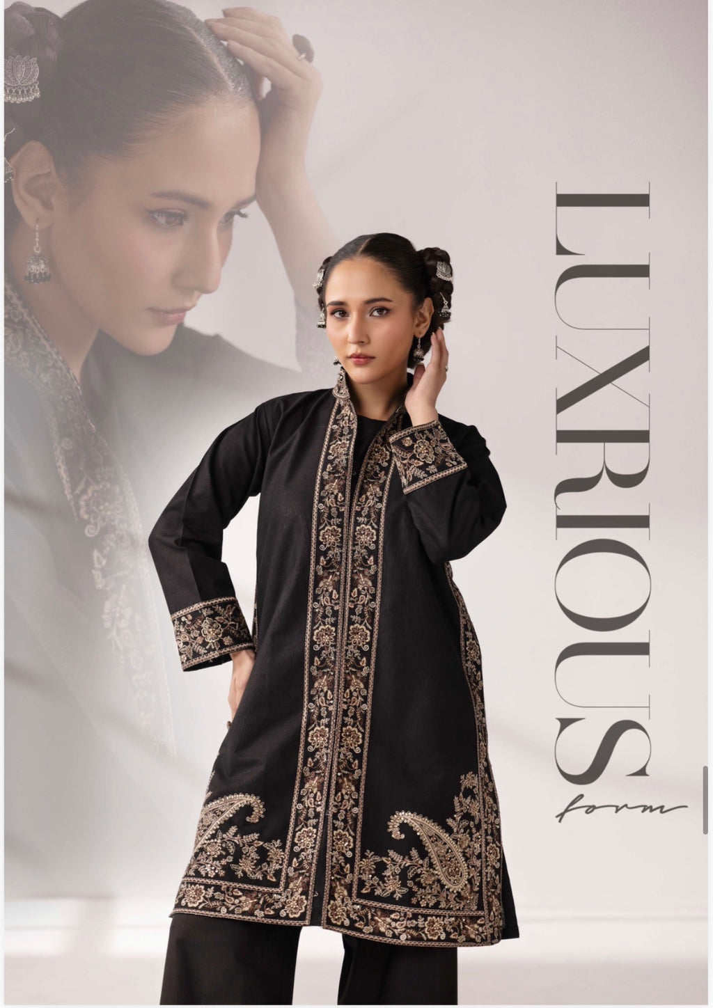 Khaddar Lux Premium Embroidered Suit – 4 Piece Collection