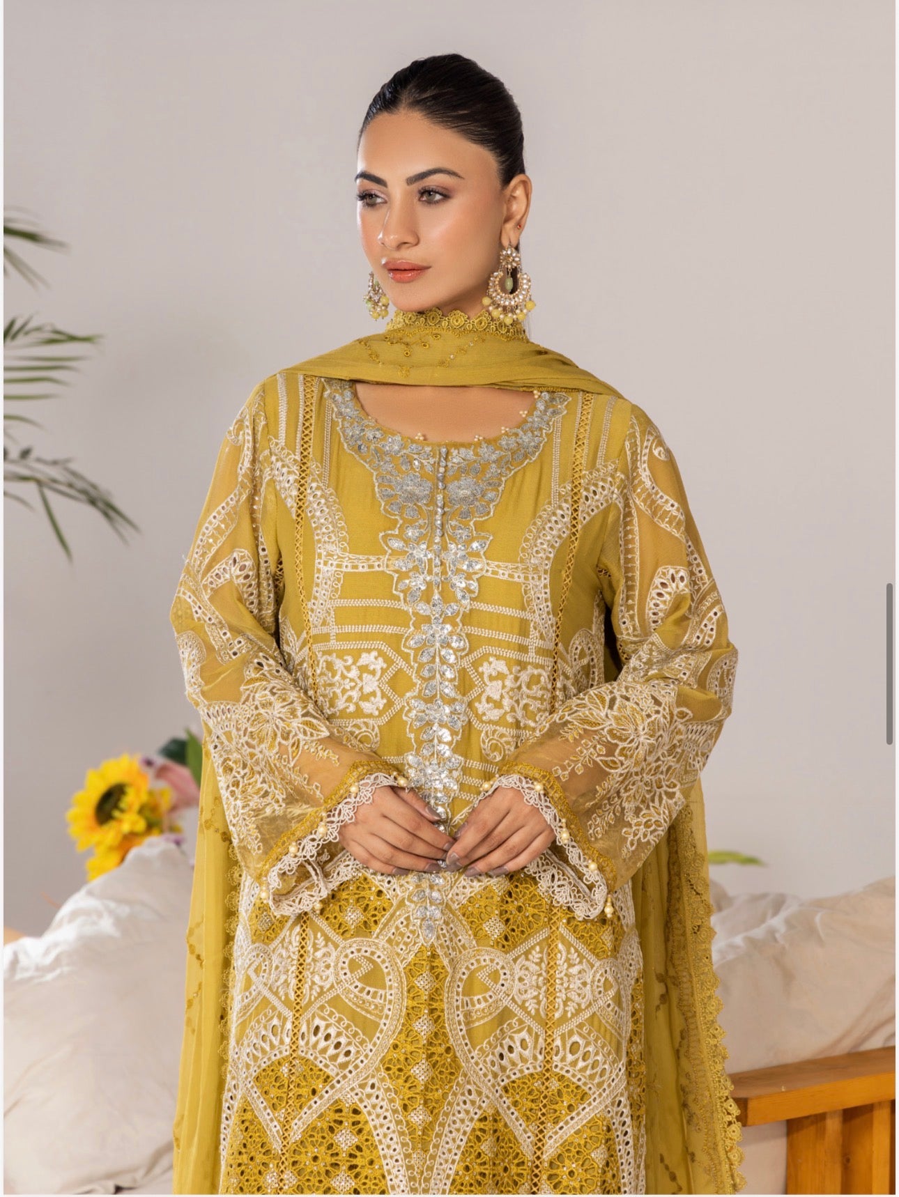 SONIYA Festive Embroidered 3 piece Chiffon Suit | Pakistani Designer Ready-to-Wear