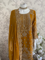 SAFFA Luxury Embroidered Chiffon Suit – 3 Piece Collection