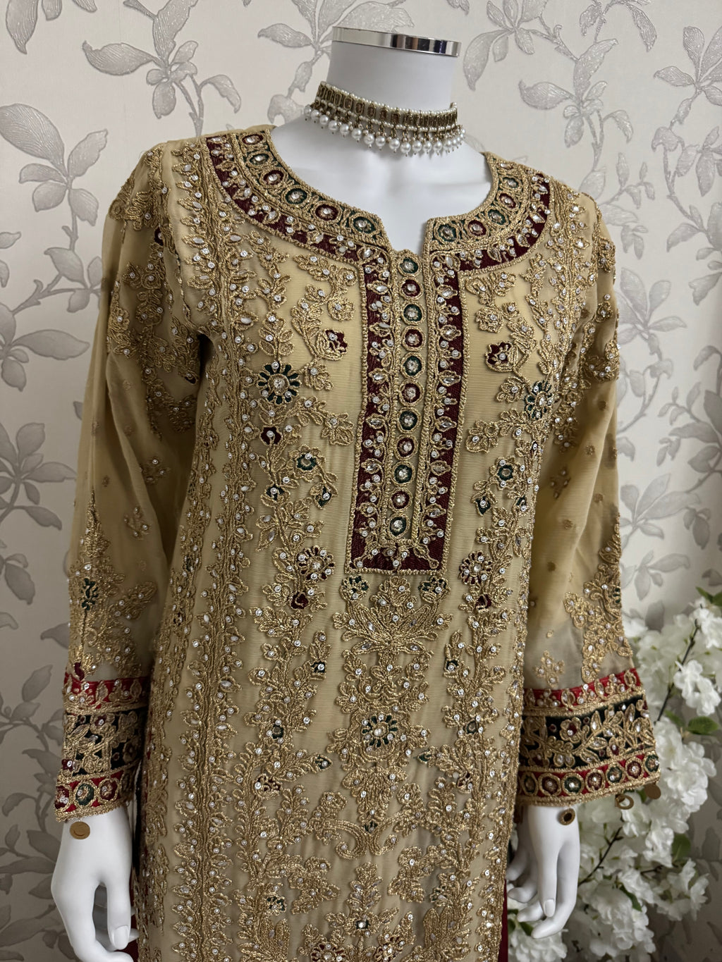 AYLAA Luxury Embroidered Chiffon Suit – 3 Piece Collection
