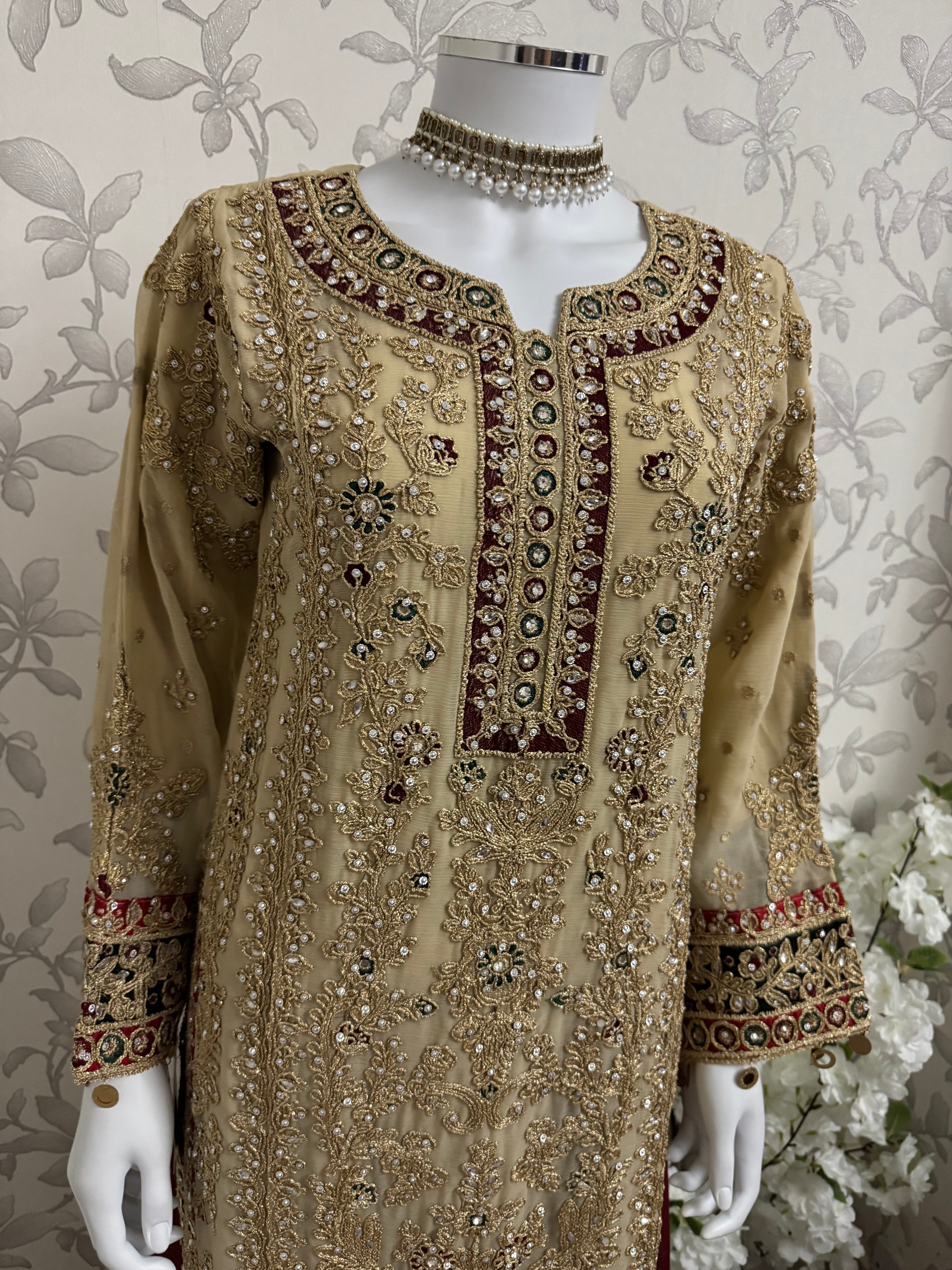 AYLAA Luxury Embroidered Chiffon Suit – 3 Piece Collection