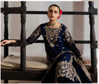ALANI Navy Blue Luxury Embroidered Gharara Suit | Pakistani Wedding & Party Wear