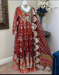 SAHIBA….Embroidered soft organza Maxi dress with banarsi duppatta