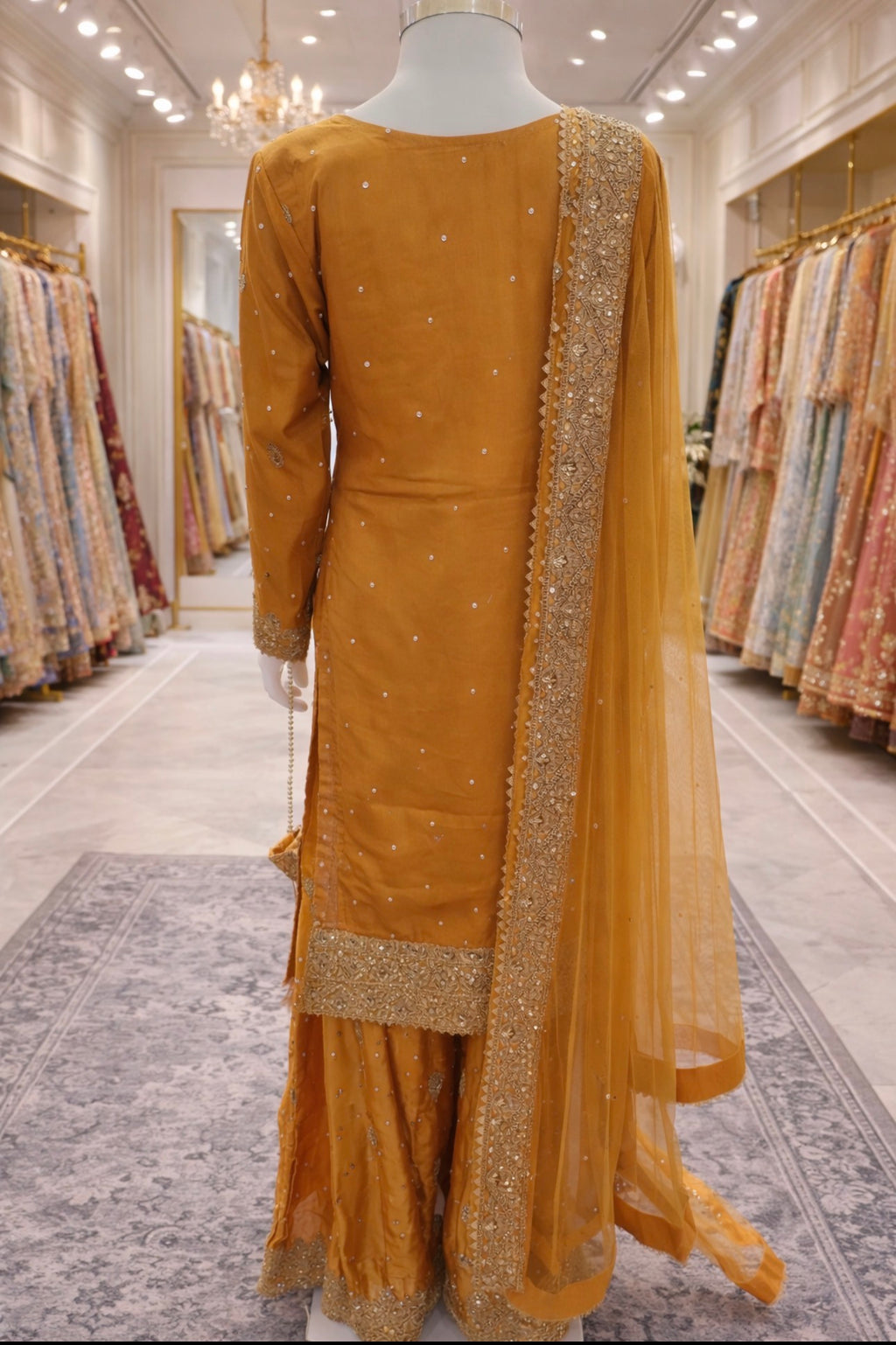 RANGOLI Heavy Embroidered 4 piece Silk Suit | Pakistani Designer Wedding Wear
