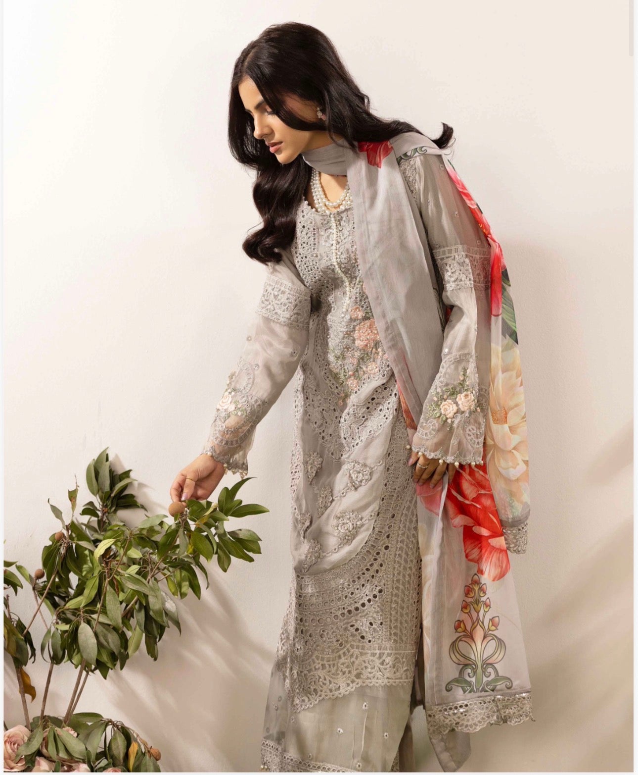 DIAMONDS Luxury Embroidered Chiffon Suit – 3 Piece Collection