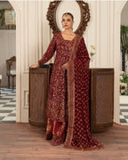RUBY….Royal Maroon Embroidered Pakistani 3 pcs Suit
