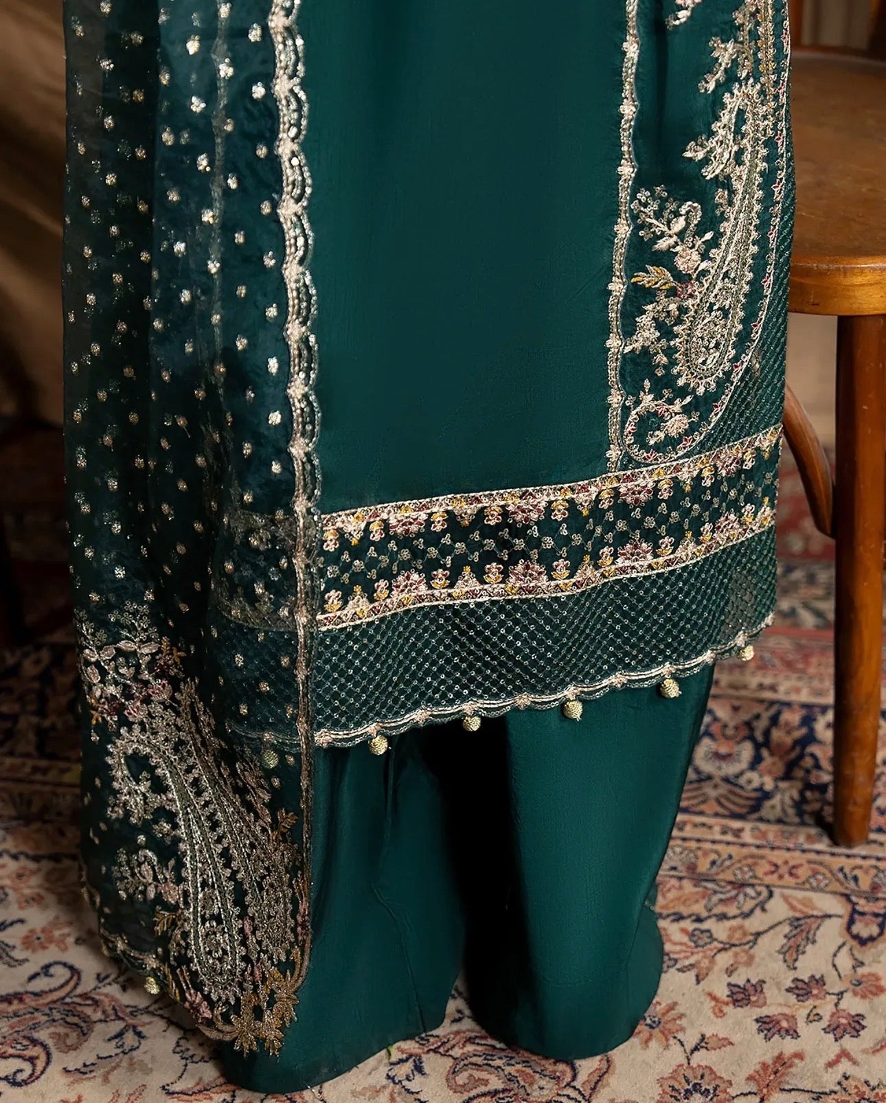CHAAND RAAT Luxury Embroidered Raw Silk-3 piece suit
