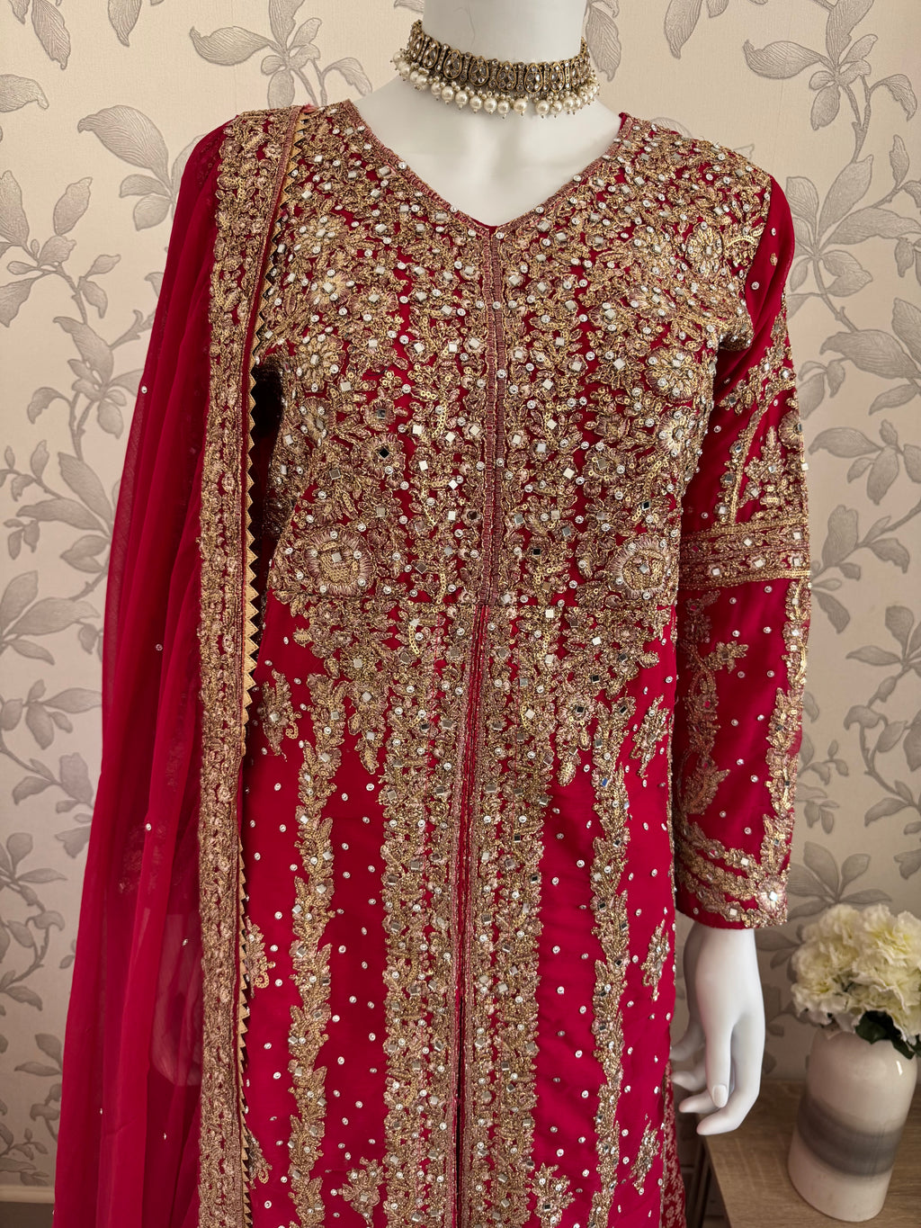 AFREEN Heavy Embroidered 3-piece Chiffon Suit | Pakistani Wedding Dress