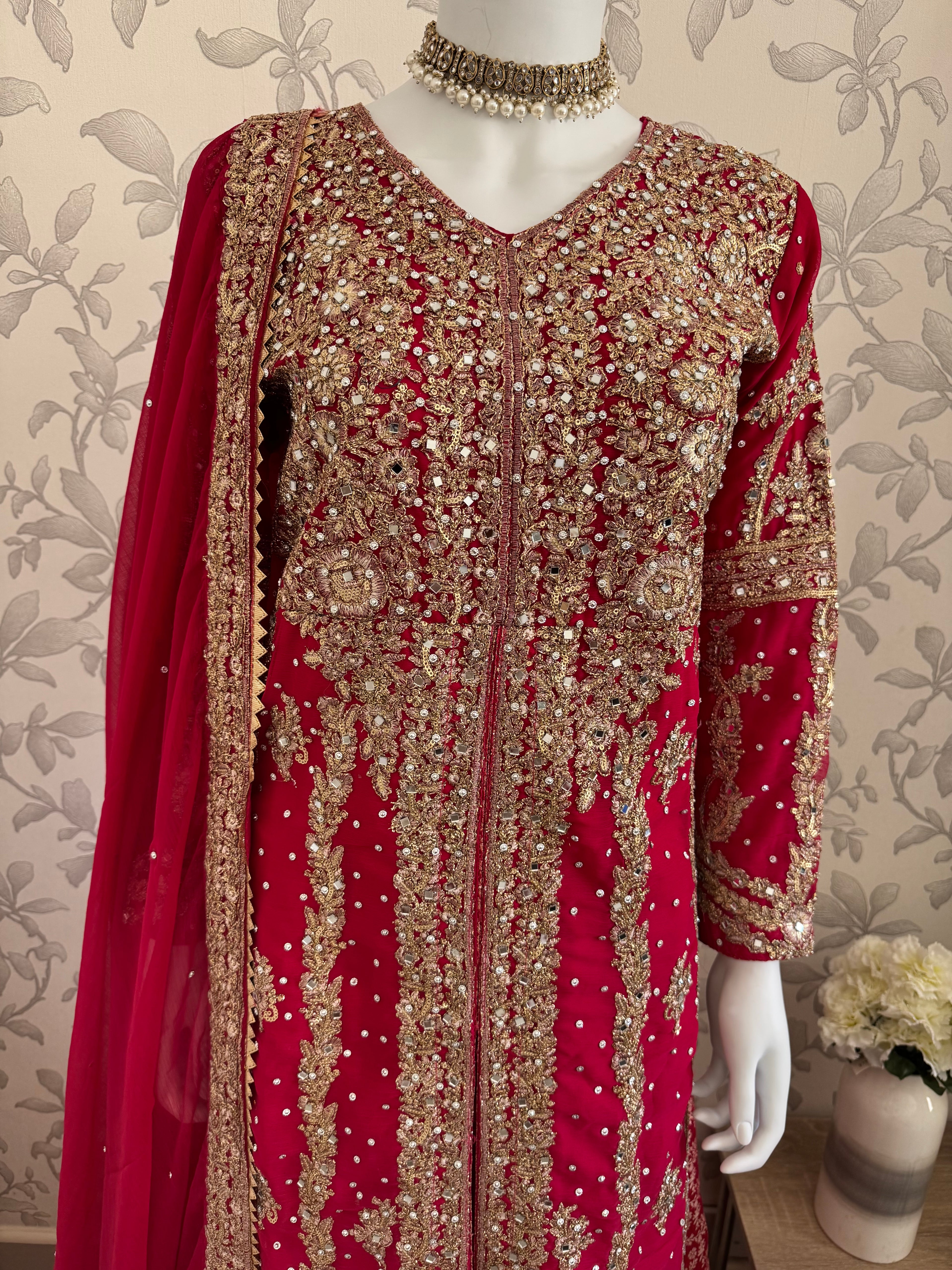 AFREEN Heavy Embroidered 3-piece Chiffon Suit | Pakistani Wedding Dress