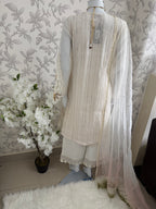 UJAALA….. Elegant White Embroidered Pakistani Suit with net Dupatta