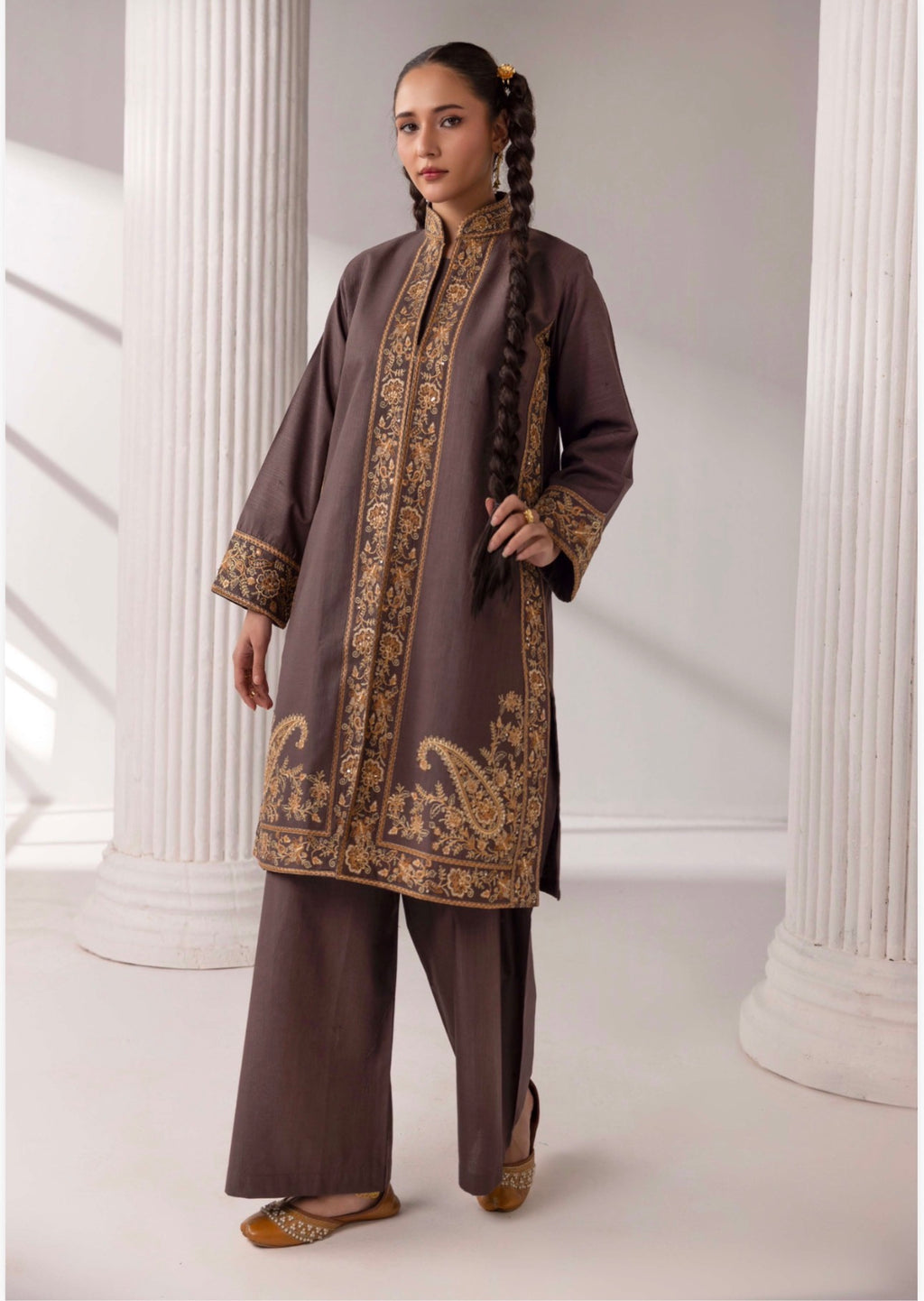 Khaddar Lux Premium Embroidered Suit – 4 Piece Collection