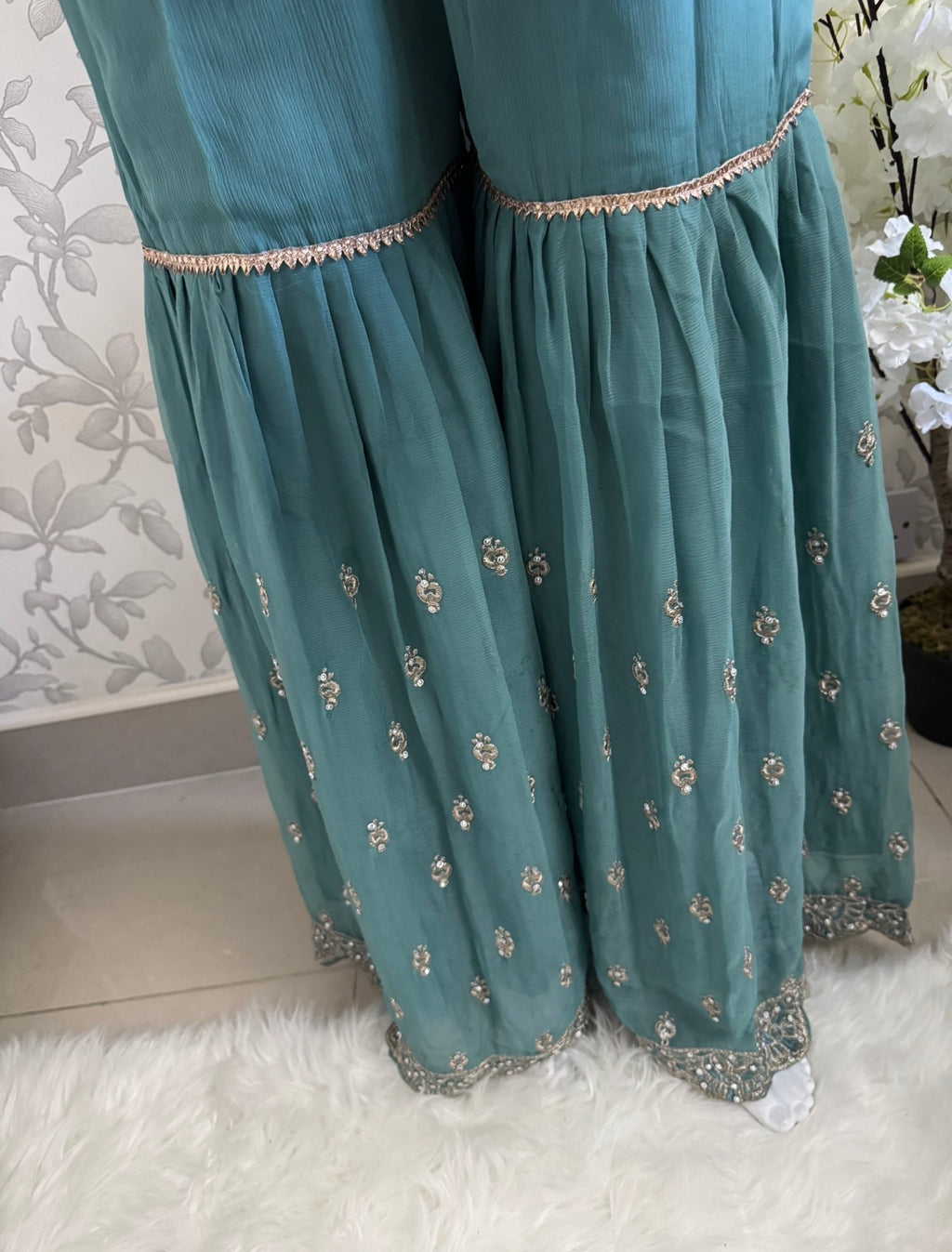 SAFFA Luxury Embroidered Chiffon Suit – 3 Piece Collection