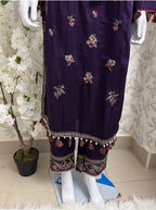 HUSN-E-EID Plum Purple Embroidered Luxury-3 Piece Suit