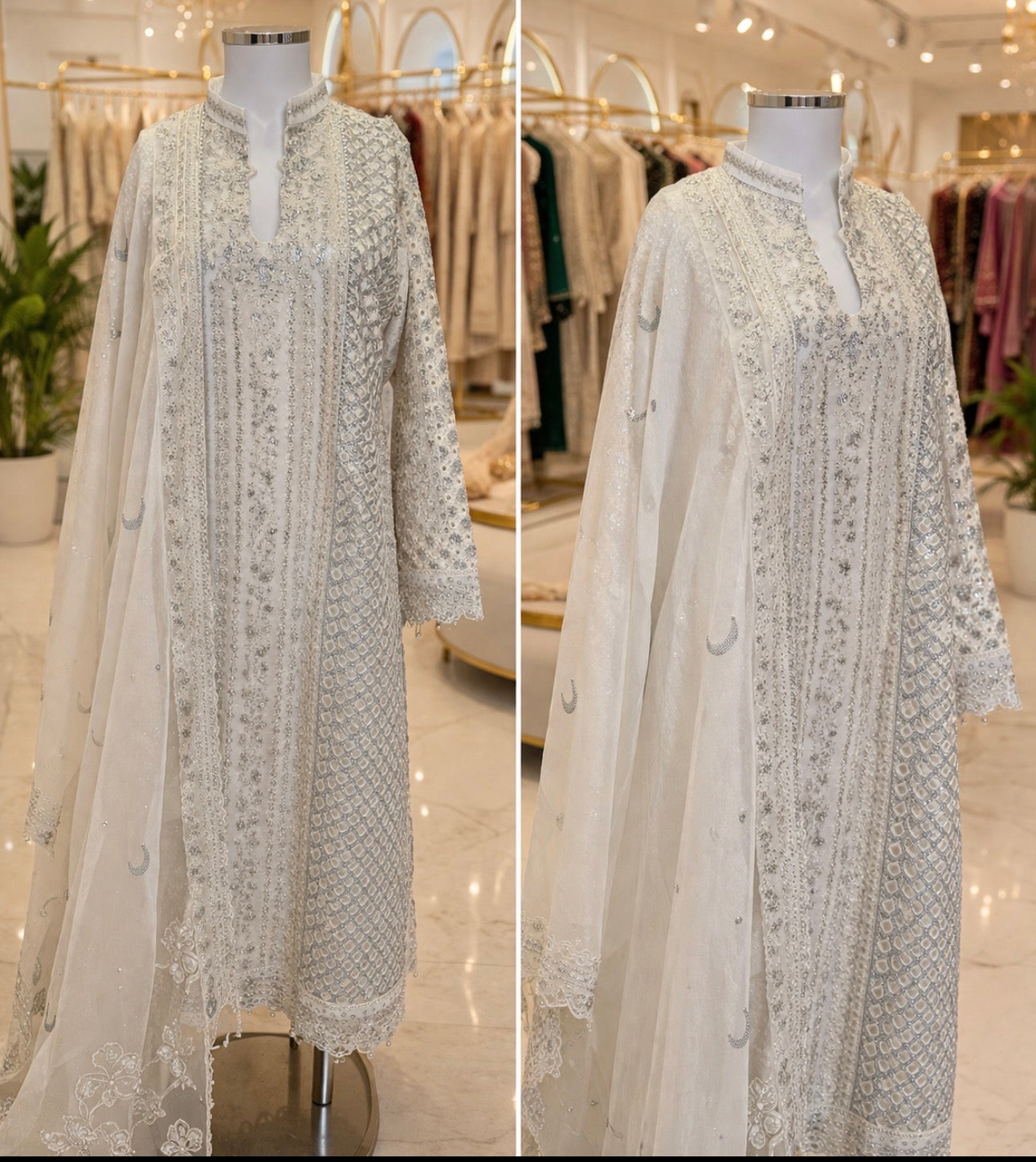 CHANDNI….. Embroidered soft organza Suit with embroidered chiffon Duppatta