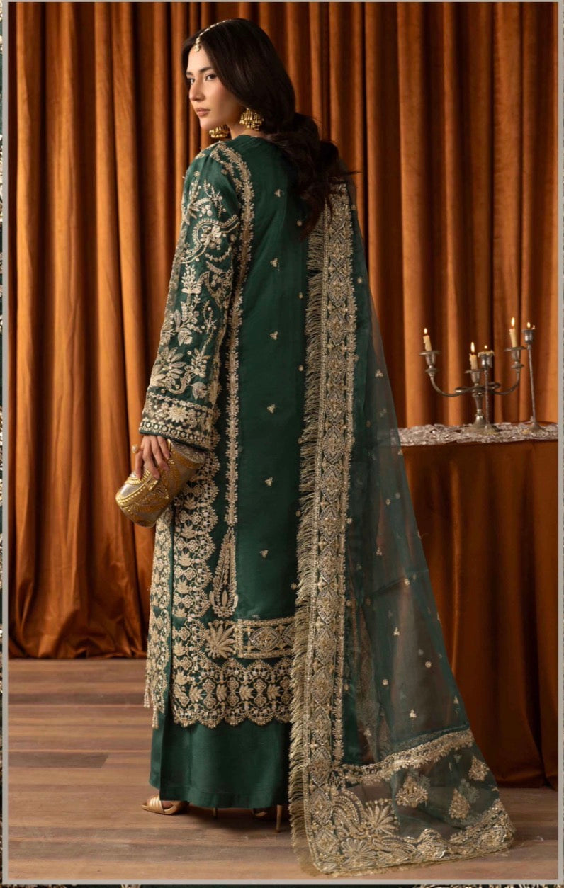AFROZ Emerald Embroidered Organza Suit | Pakistani Wedding & Formal Dress