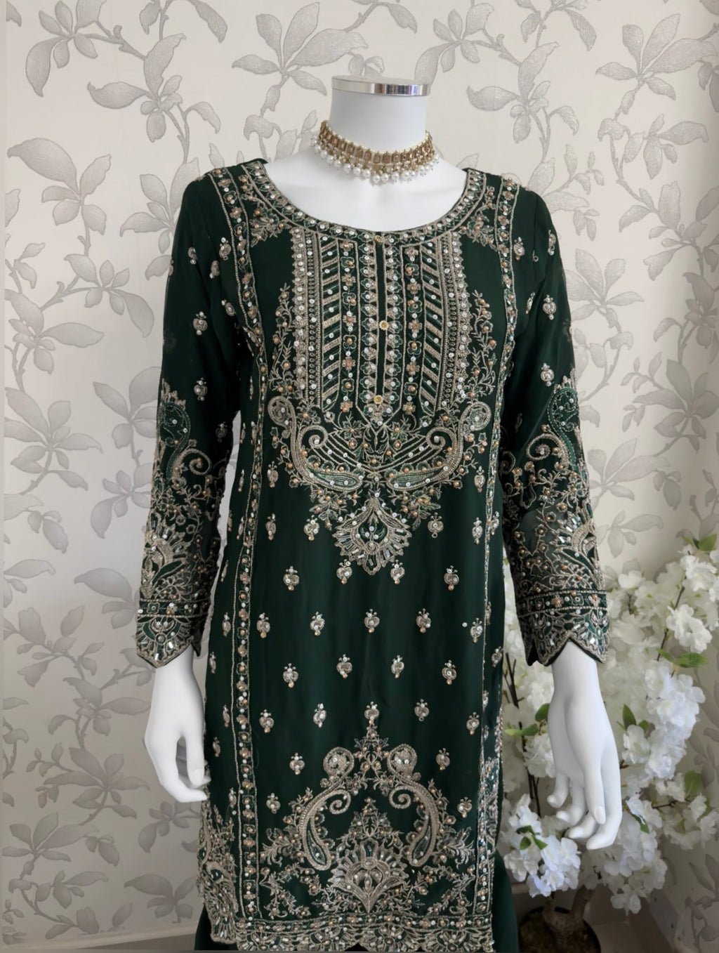 SAFFA Luxury Embroidered Chiffon Suit – 3 Piece Collection