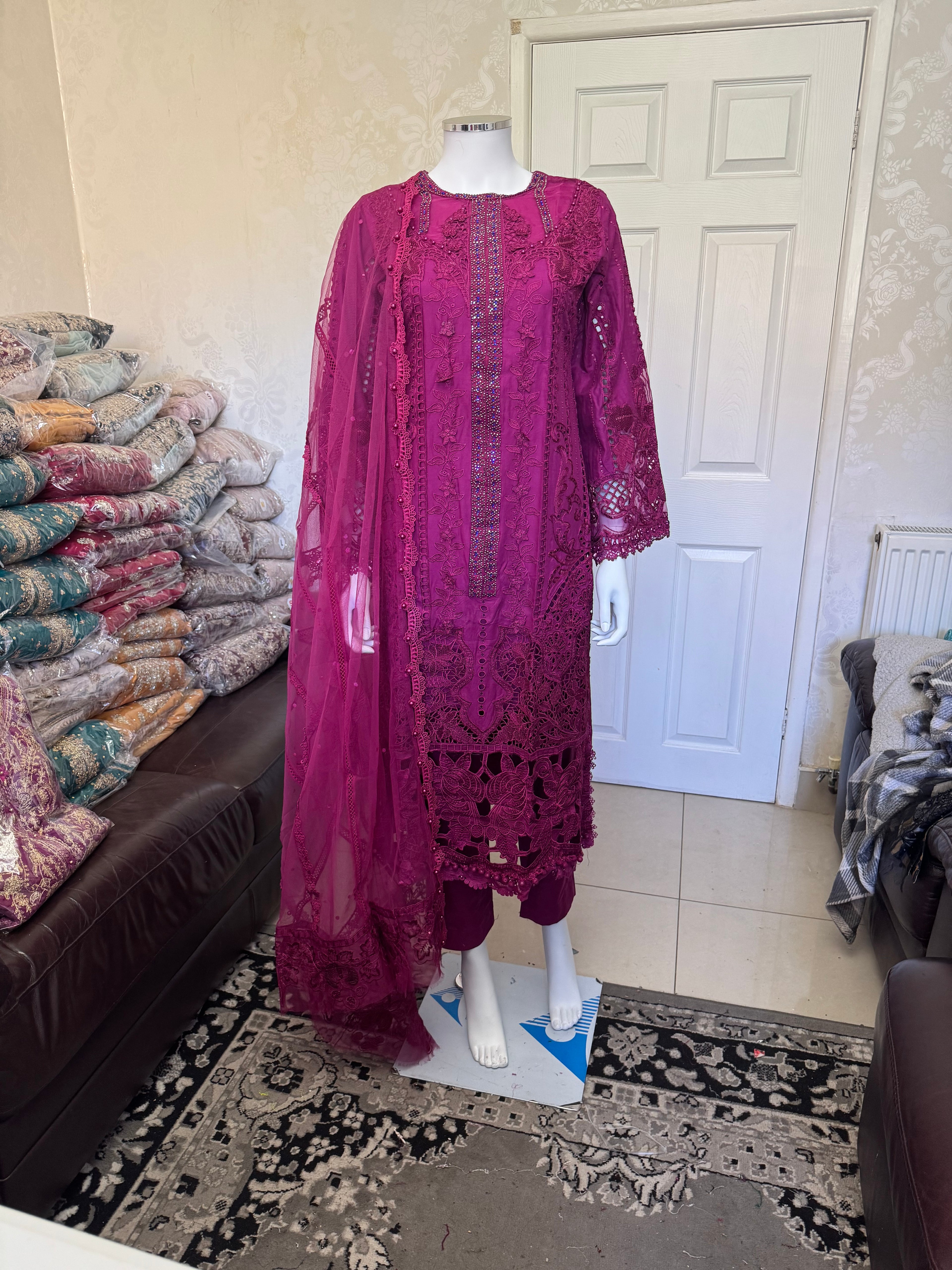 Luxury Embroidered 3 piece Lawn Suit for Eid & Special Occasions