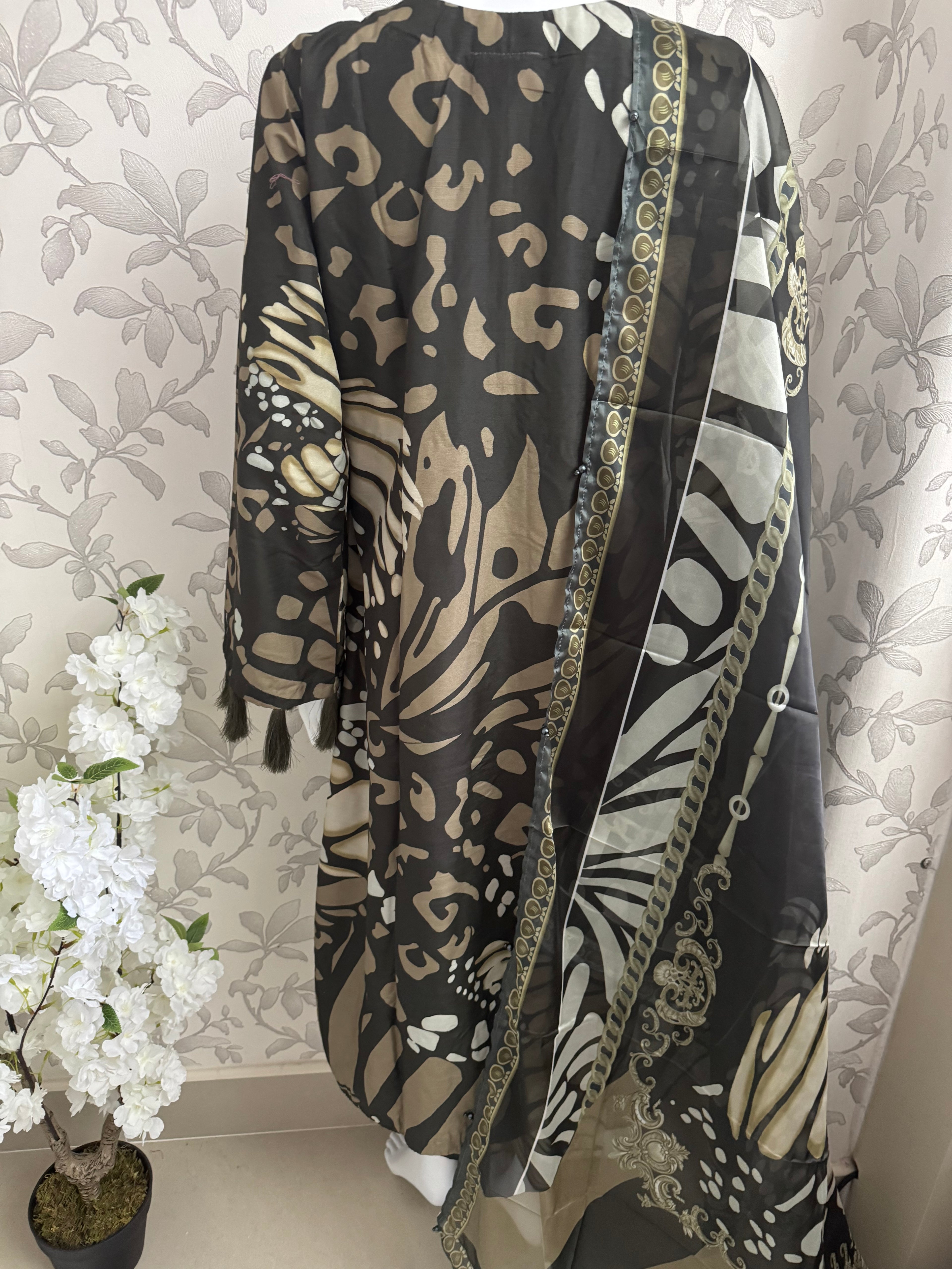 M Prints inspired Embroidered 3-Piece Suit | Pakistani Designer Dress