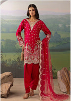 Fuchsia Pink Embroidered Pakistani 3 Piece Suit– Luxury Eid Festive Wear