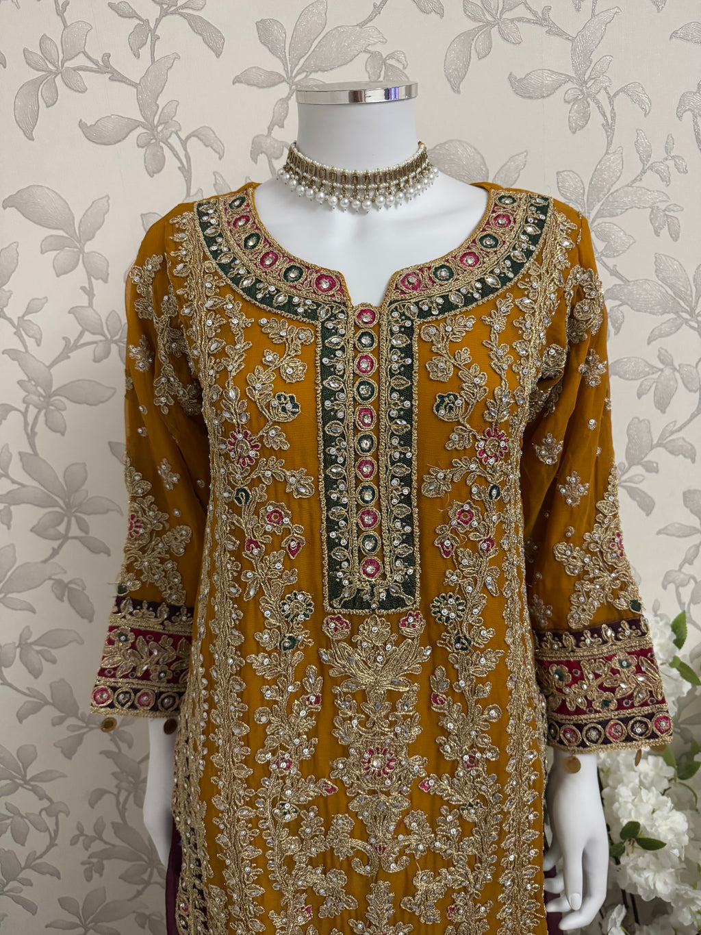 AYLAA Luxury Embroidered Chiffon Suit – 3 Piece Collection