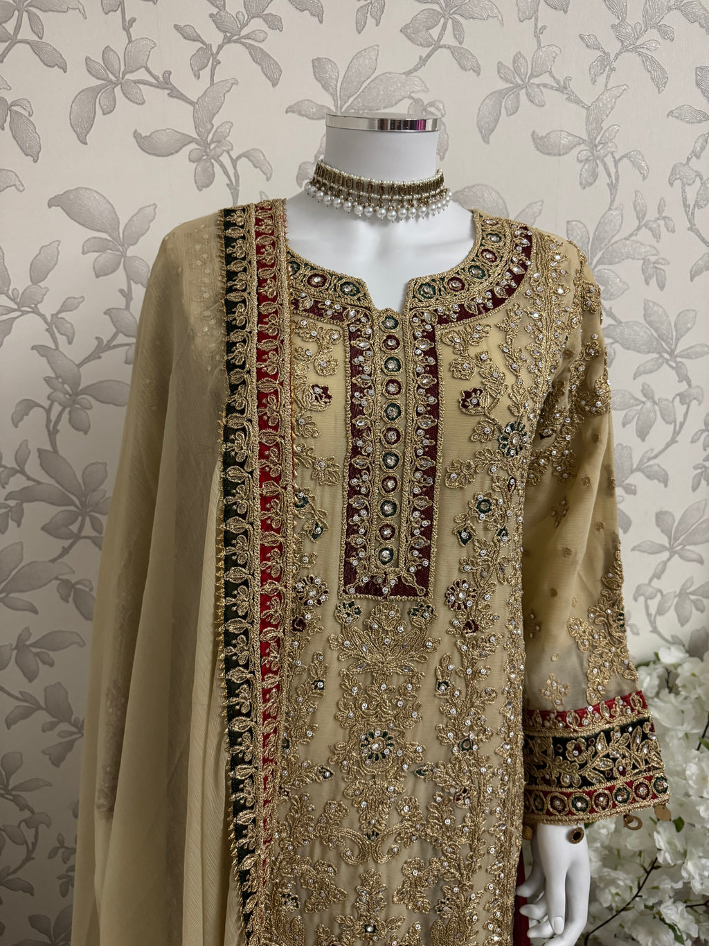 AYLAA Luxury Embroidered Chiffon Suit – 3 Piece Collection