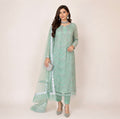 CUT DANA Luxury Silver Embellished Suit with Net Duppatta-3 Piece suit